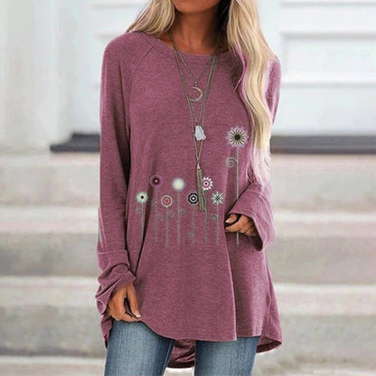 Comfortable Floral Embroidered Pullover Sweatshirt