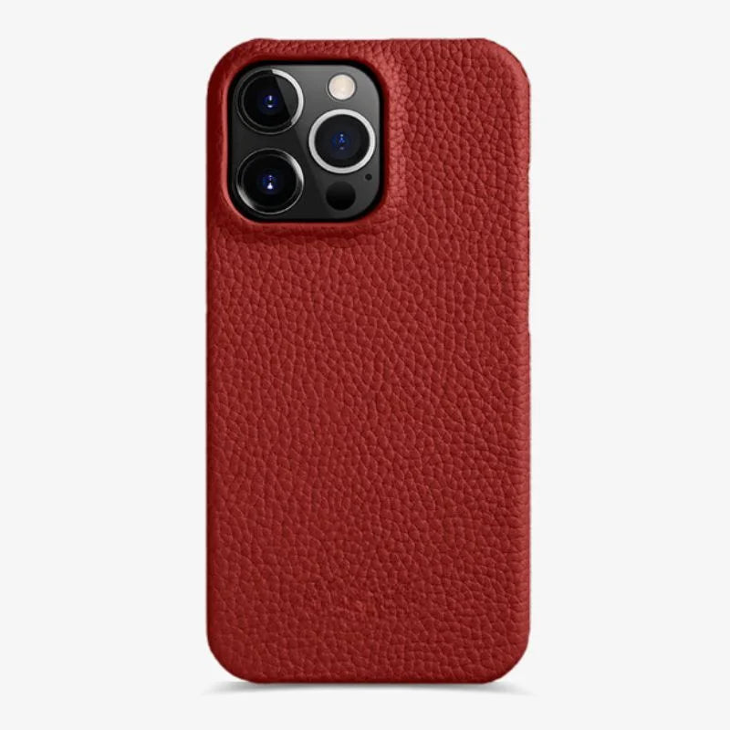 Thin Red Leather iPhone Case with Premium Grip - Luxicro