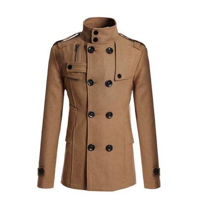 Classic Fit Men's Double Breasted Wool Coat - EasyApparels