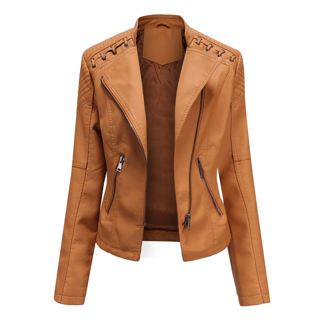 Fashionable Ladies Zip Front Jacket - EasyApparels
