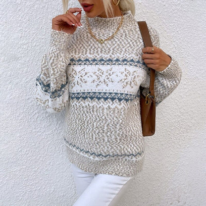 Cozy Wool Nordic Pattern Crew Neck Sweater