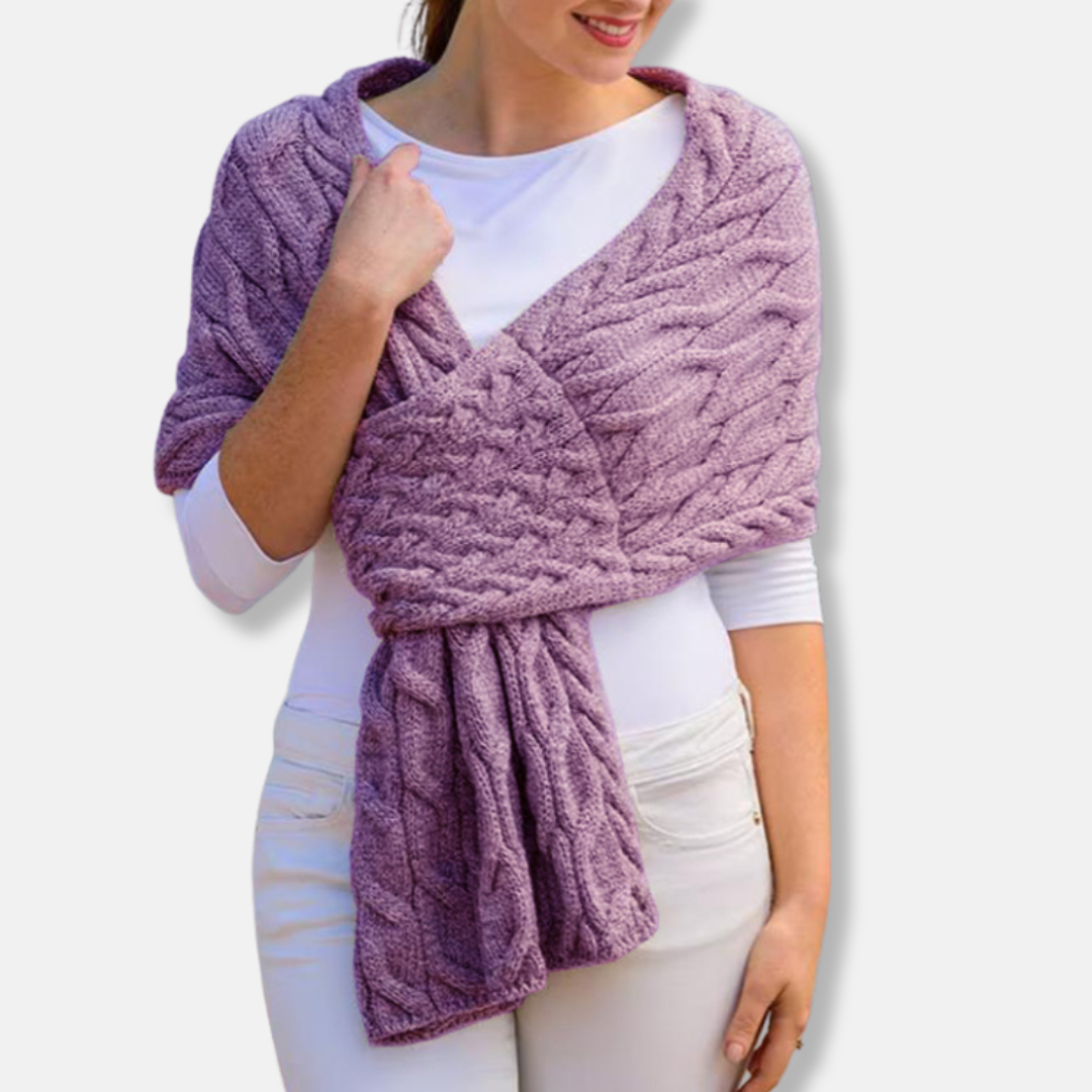 Cozy Women's Wool Cable Knit Scarf