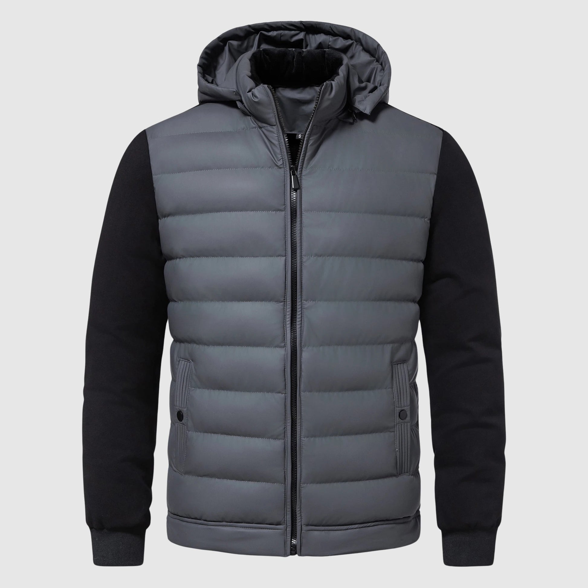 Warm Padded Hoodie Jacket with Zip Front - EasyApparels
