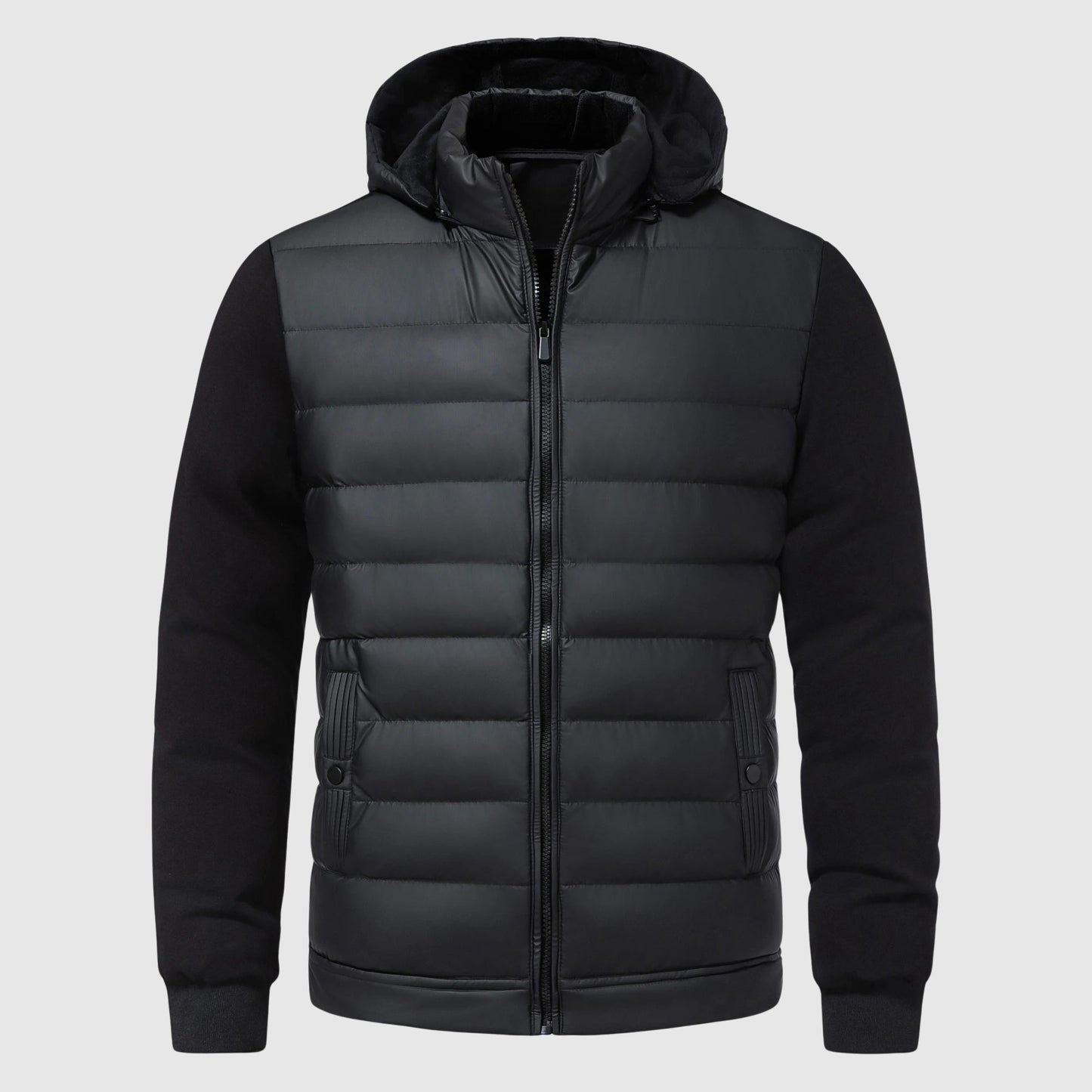 Warm Padded Hoodie Jacket with Zip Front