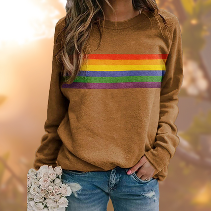 Soft Striped Crew Neck Women's Sweater - Vossary