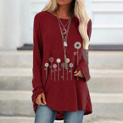 Comfortable Floral Embroidered Pullover Sweatshirt