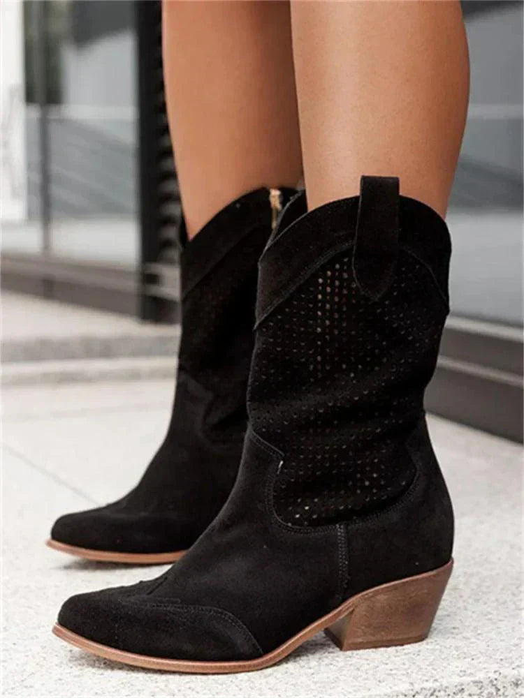 Airy Womens Cowboy Ankle Boots - Ventilated Leather