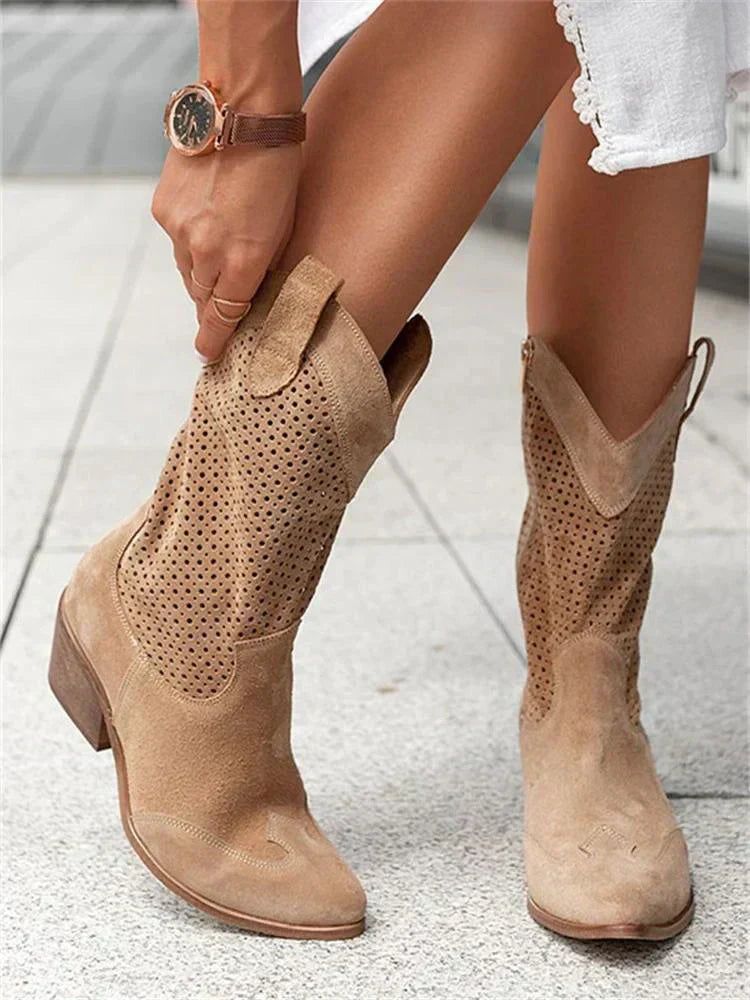Airy Womens Cowboy Ankle Boots - Ventilated Leather