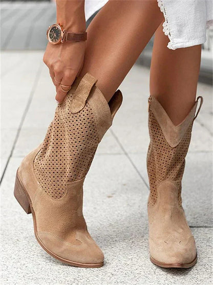 Airy Womens Cowboy Ankle Boots - Ventilated Leather