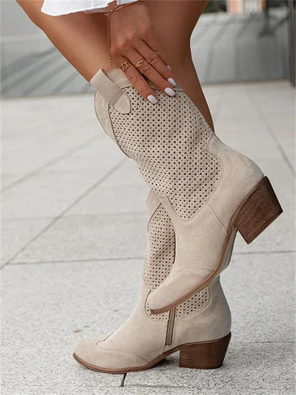 Airy Womens Cowboy Ankle Boots - Ventilated Leather