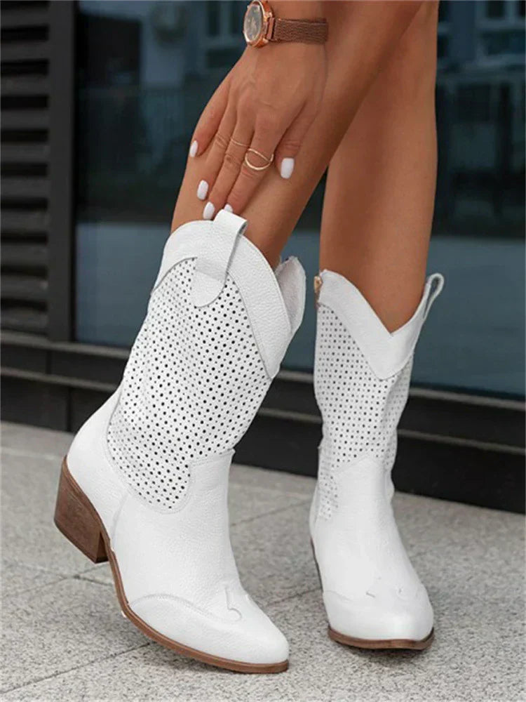 Airy Womens Cowboy Ankle Boots - Ventilated Leather - Luxicro