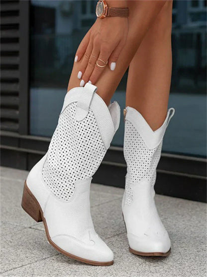 Airy Womens Cowboy Ankle Boots - Ventilated Leather - Luxicro