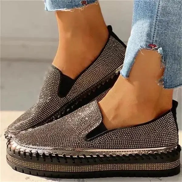 Glittery Women's Slip-On Sneakers - Chic Comfortable Shoes