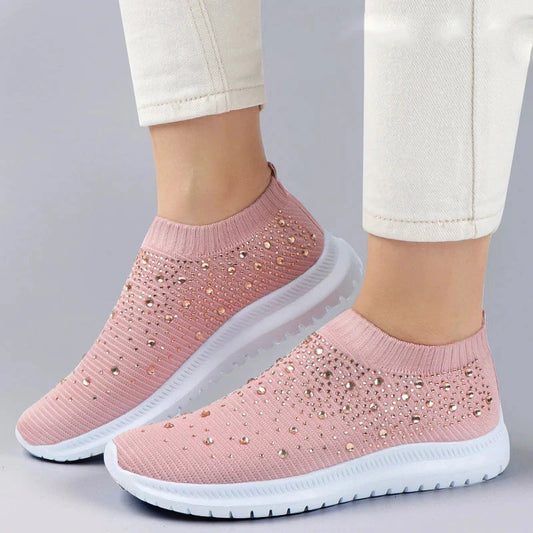 Sparkly Women's Slip On Shoes - Comfortable Casual Sneakers - Luxicro