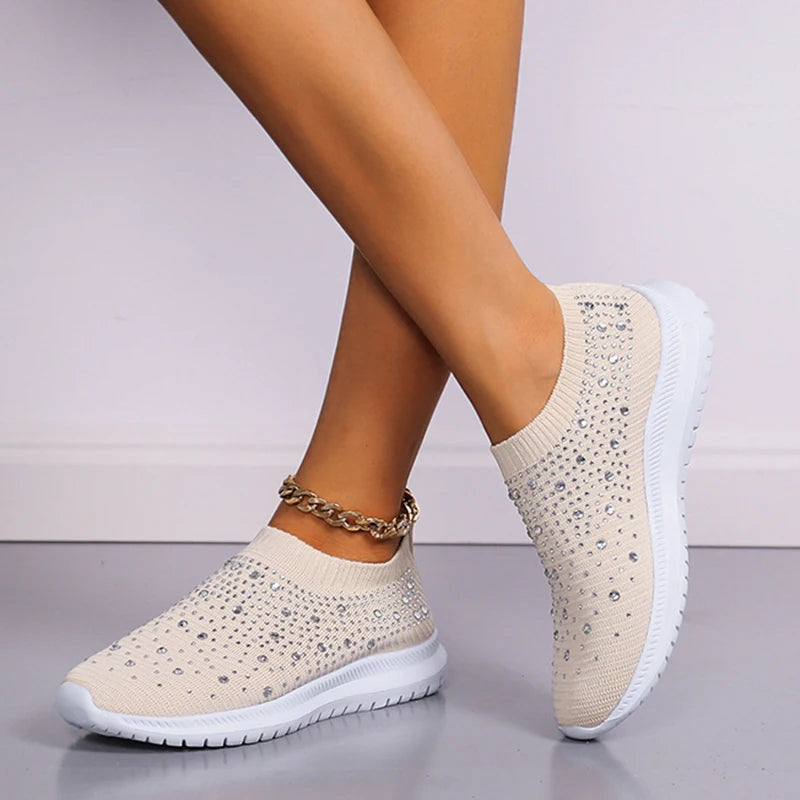 Sparkly Women's Slip On Shoes - Comfortable Casual Sneakers