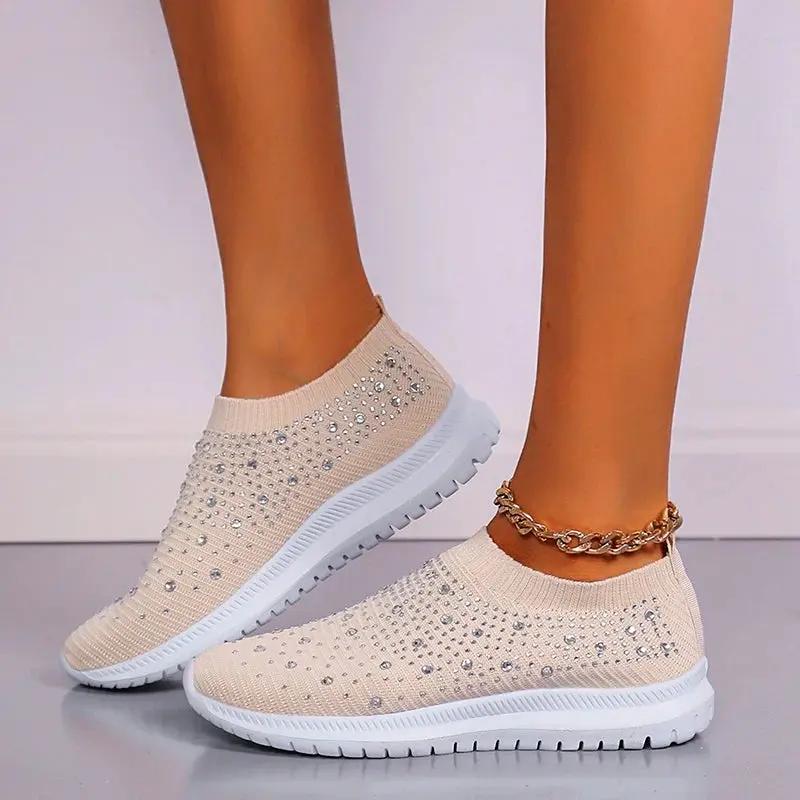Glittery Women's Slip On Shoes - Comfortable Casual Sneakers