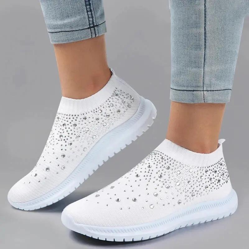 Glittery Women's Slip On Shoes - Comfortable Casual Sneakers