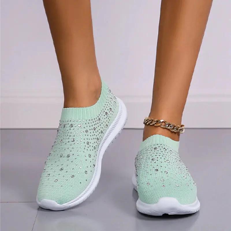 Glittery Women's Slip On Shoes - Comfortable Casual Sneakers