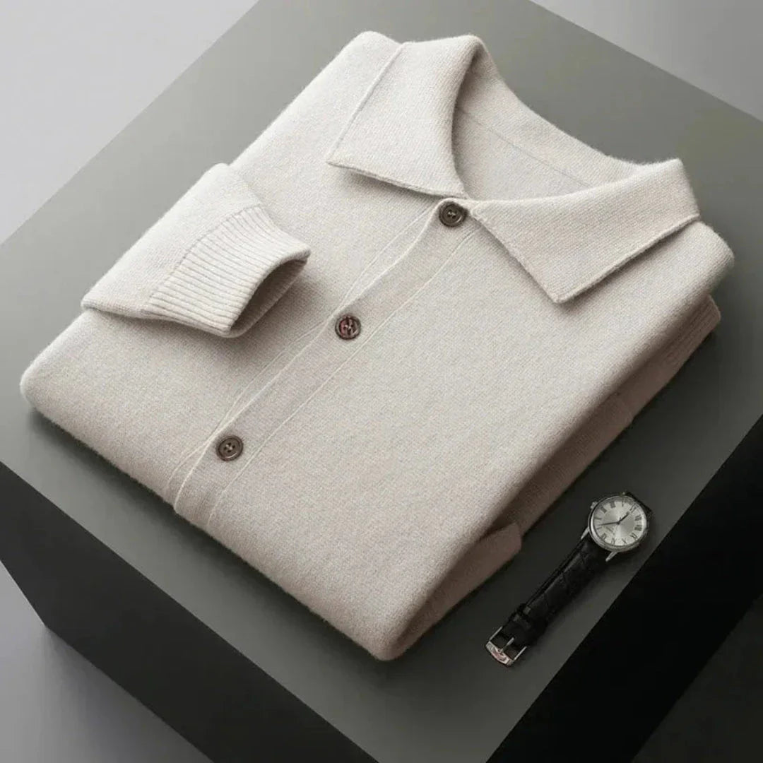 Classic Button Front Wool Sweater