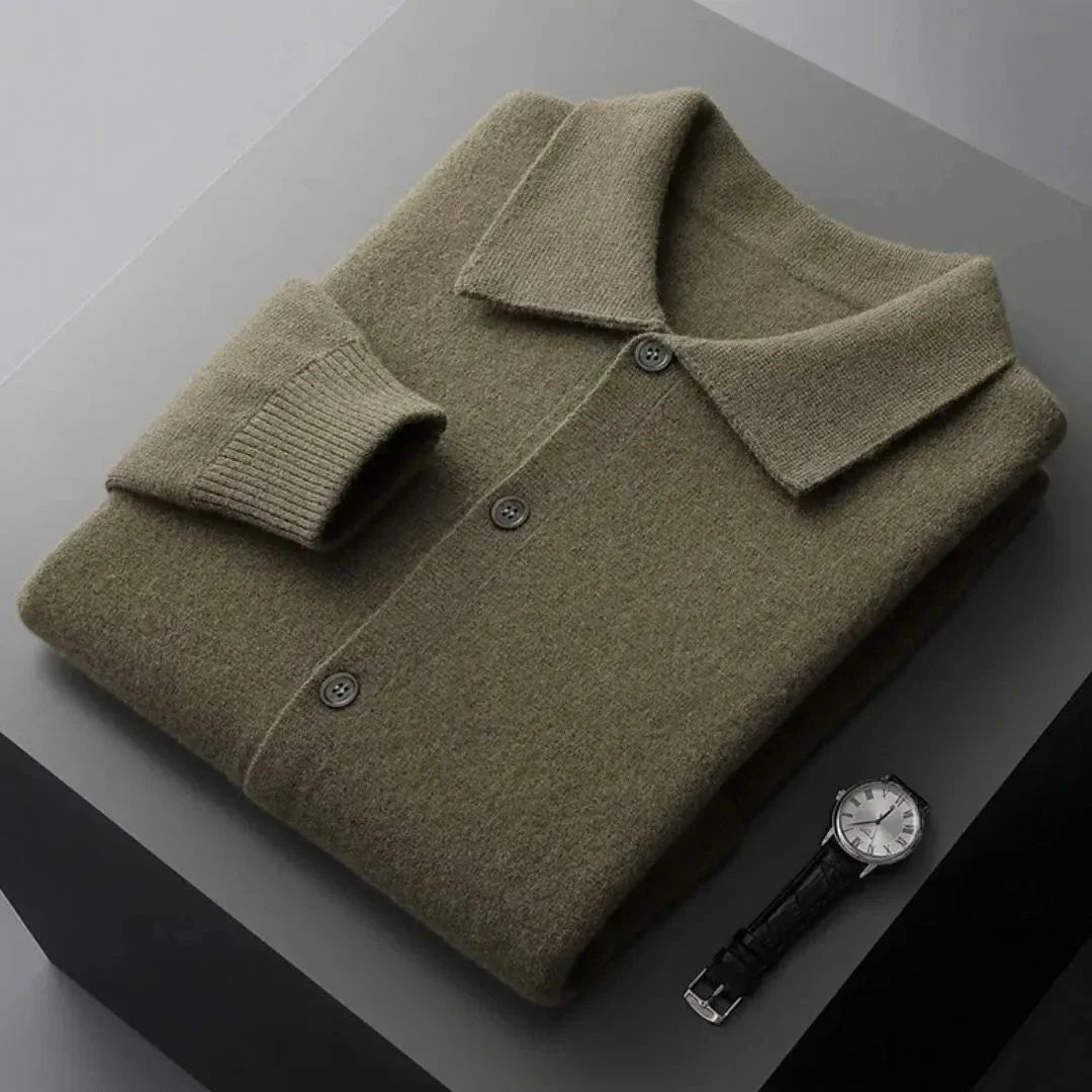 Classic Button Front Wool Sweater