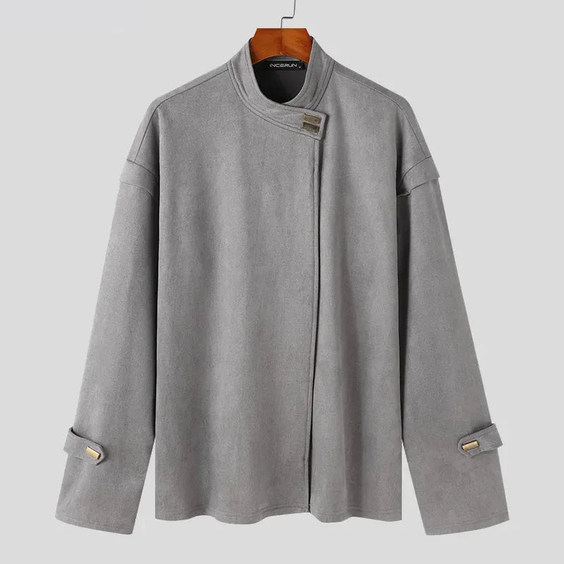 Simple Buckle Leather Jacket