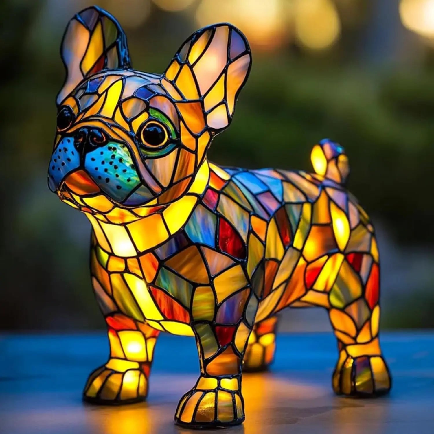 Art Nouveau Stained Glass Cat Table Lamp