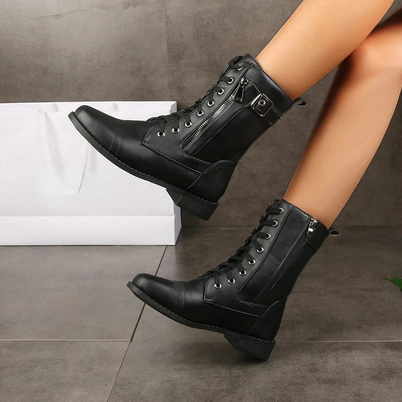 Trendy Ankle High Leather Boots