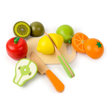 Kid's Wooden Play Kitchen Food Set with Play Fruits