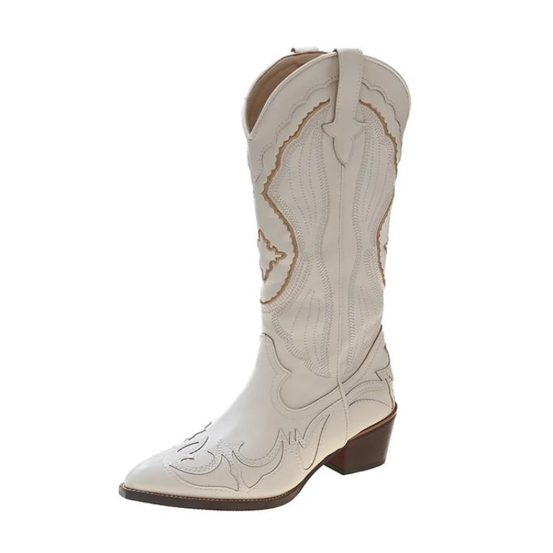 Brown Leather Cowboy Riding Boots