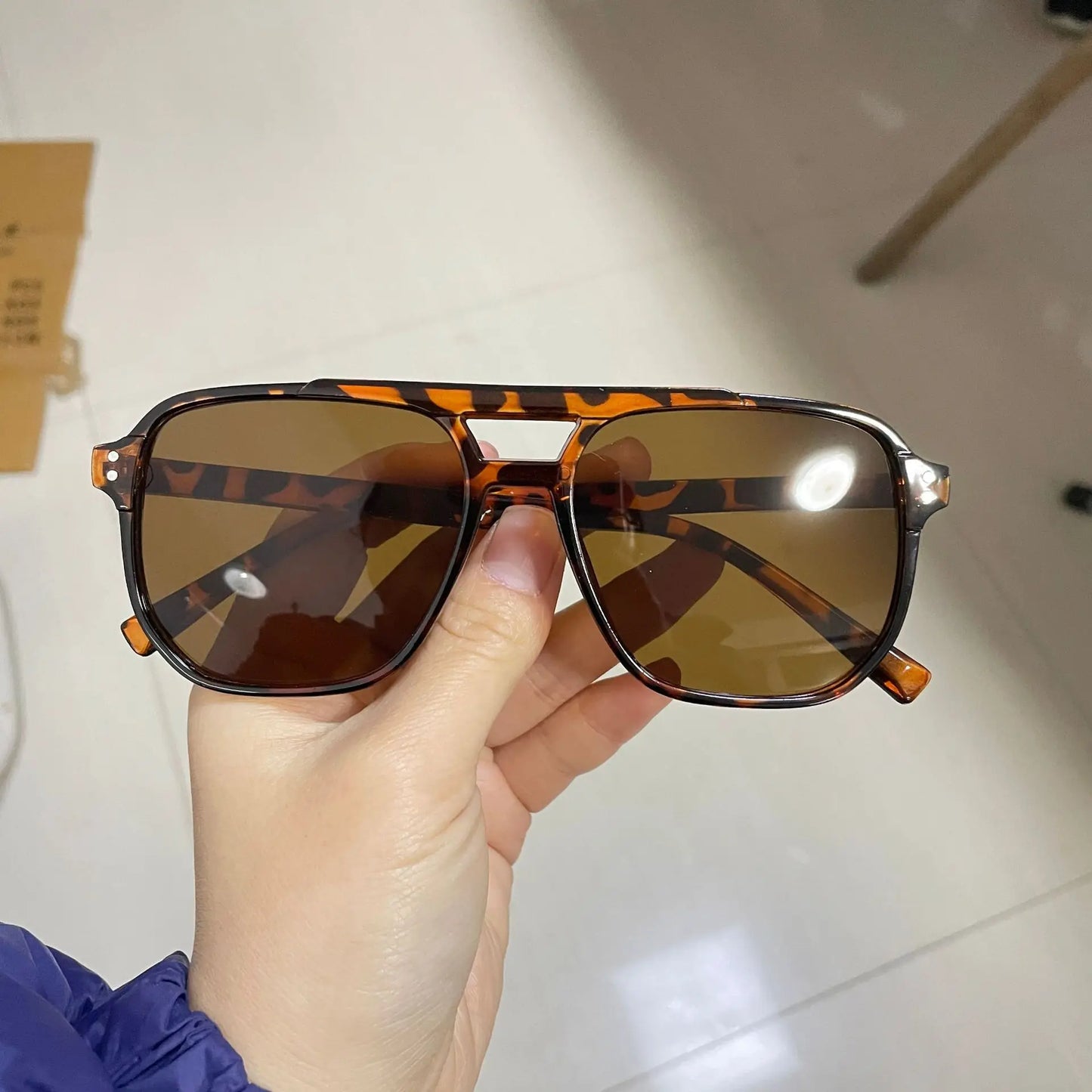 Classic Large Square Sunglasses - Unisex Black UV Protection