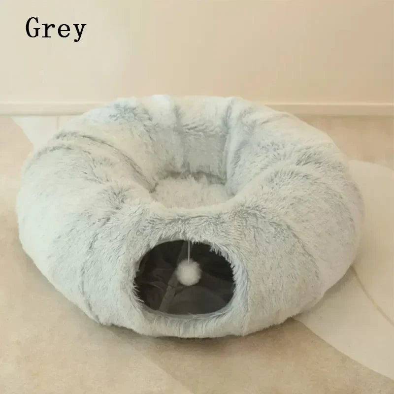 Large Round Cat Bed 2 in 1 Soft Plush House