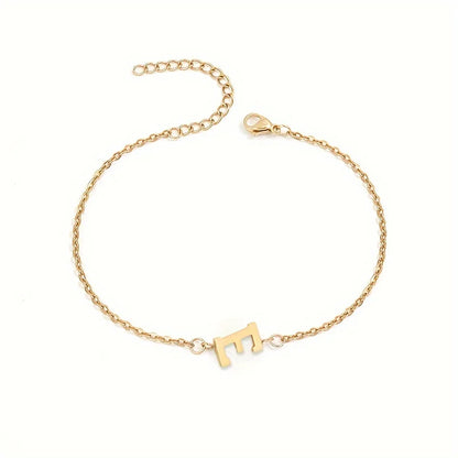 Simple Alphabet Bead Bangle Delicate Chain Necklace