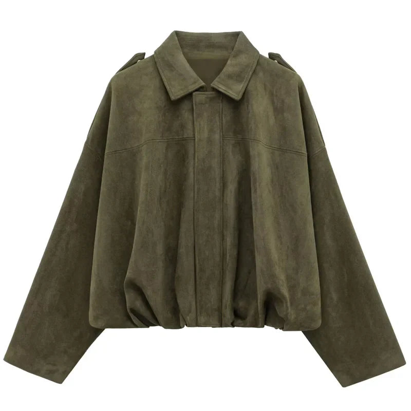 Fashionable Womens Zip Up Jacket with Collar