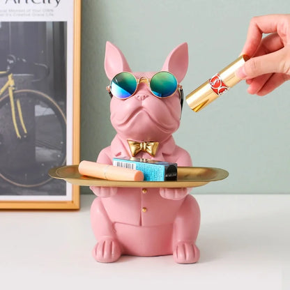 Modern Dog Figurine Dish with Luxury Tie