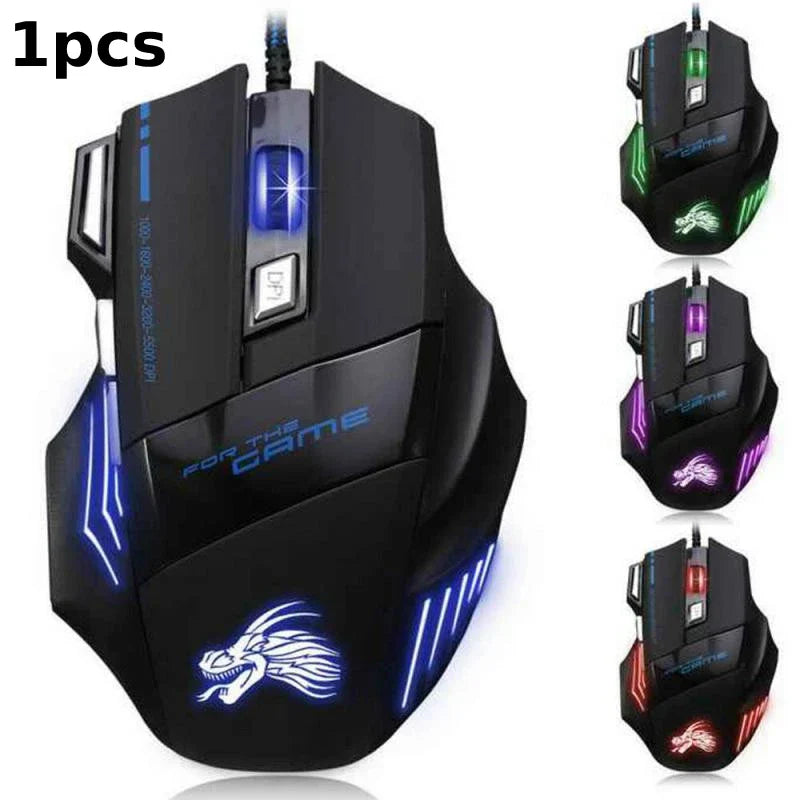 Compact LED Gaming Mouse 7 Buttons Ergonomic Design