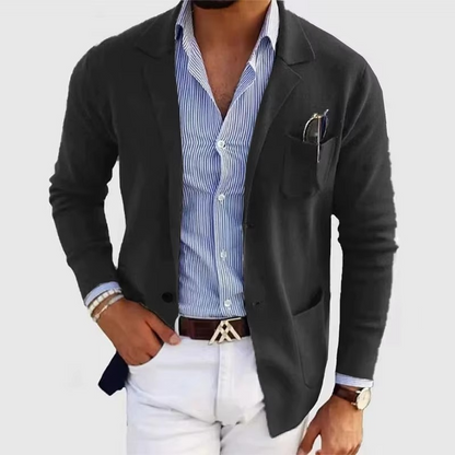 Classic Crew Neck Cardigan Jacket for Men