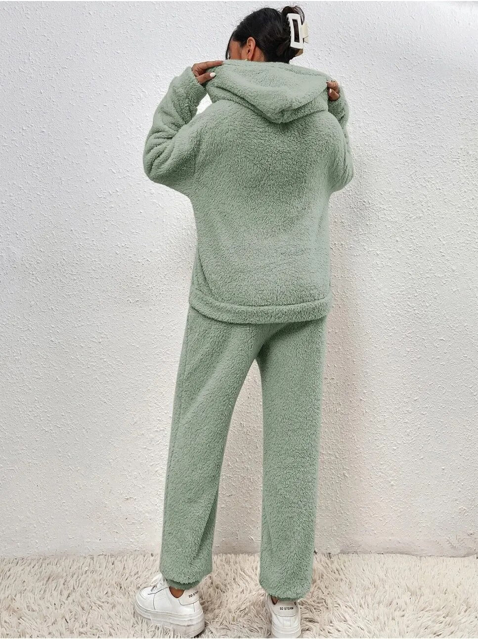 Soft Plush Teddy Hooded Jumpsuit for Lounging Comfort