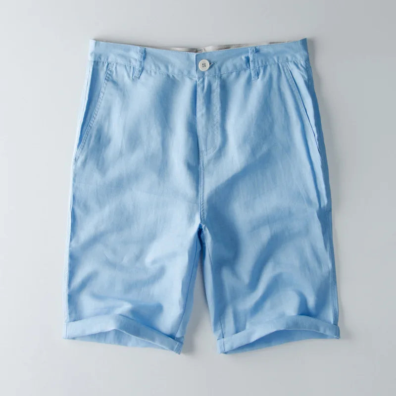 Casual Linen Blend Shorts with Pockets