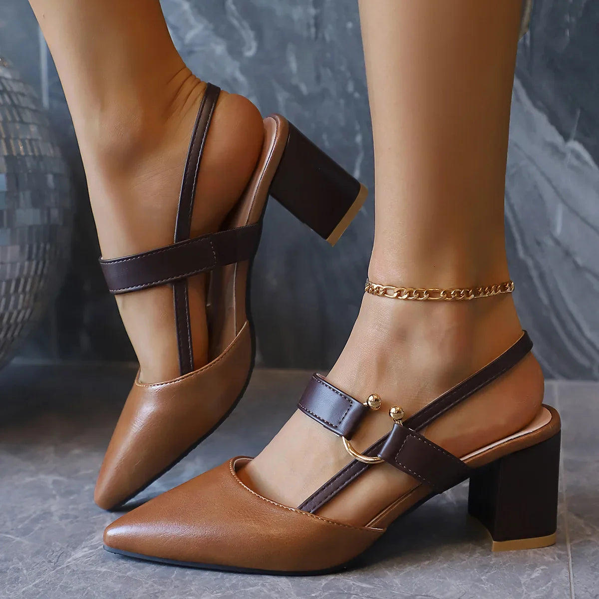 Elegant Sling Back High Heels - EasyApparels