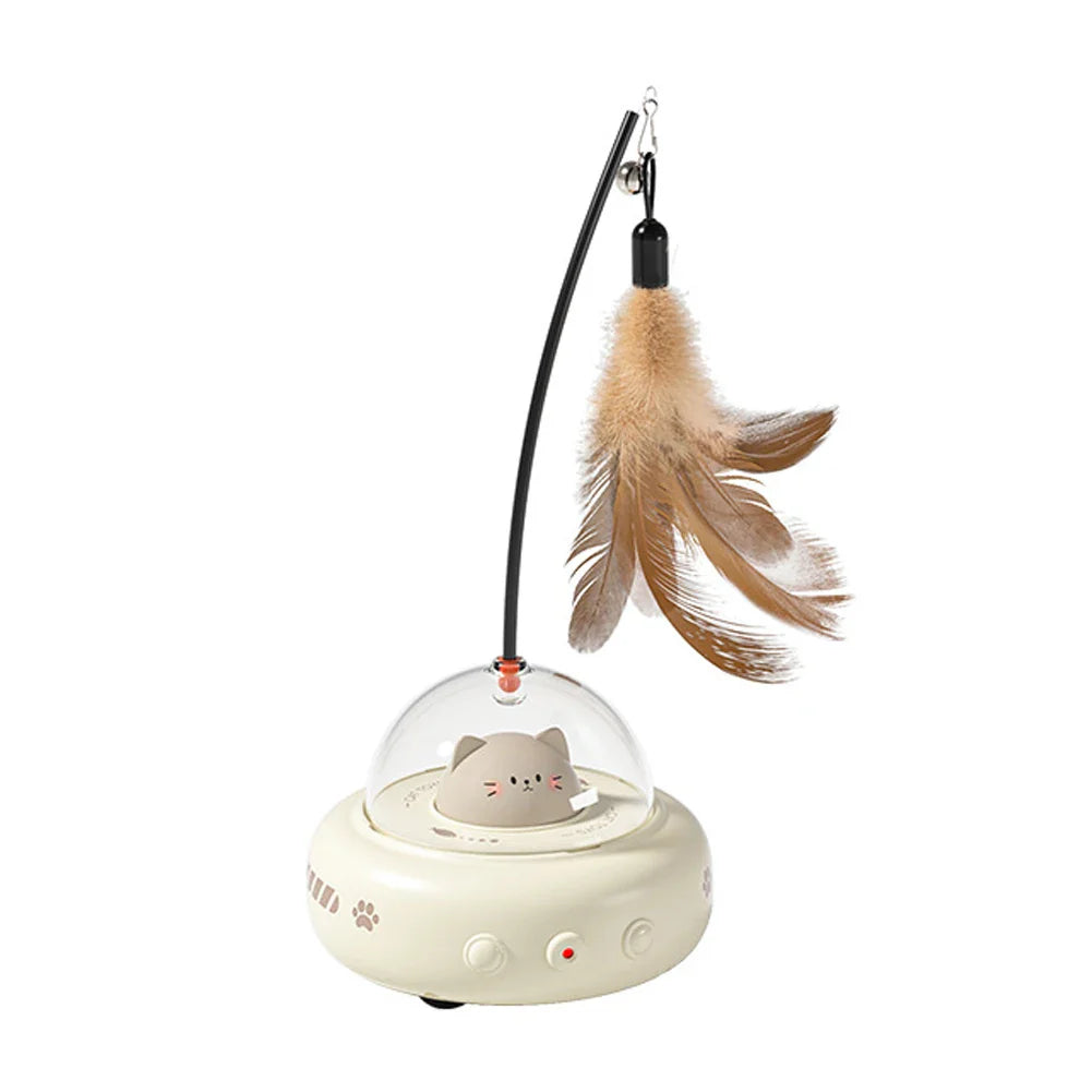 Fun Interactive Cat Toy with Feather Teaser - Rechargeable