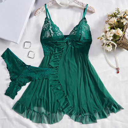 Ladies Soft Lace Nightgown Set