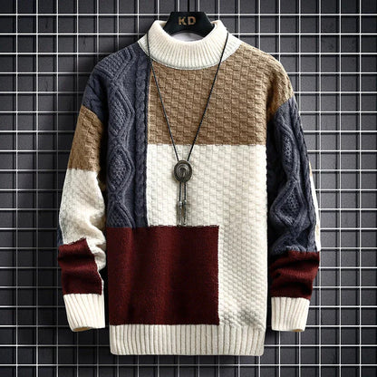Cozy Men's Crew Neck Cable Sweater - EasyApparels