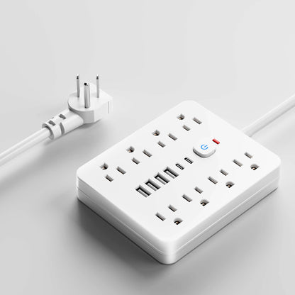 Compact 8 Outlet Surge Protector with 4 USB Ports