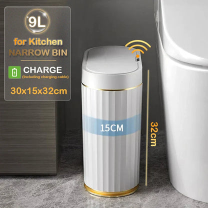 Motion Sensor Slim Stripe Bathroom Waste Can