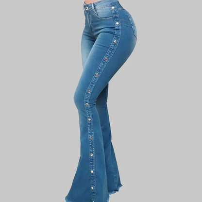 Trendy Women's Flare Leg High Waisted Jeans