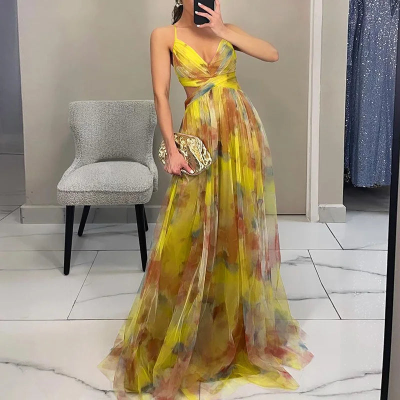 Vibrant Flower Long Summer Dress