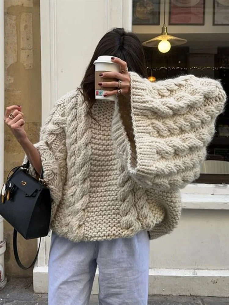 Women's Chunky Knit Oversized Sweater | Warm Winter Pullover