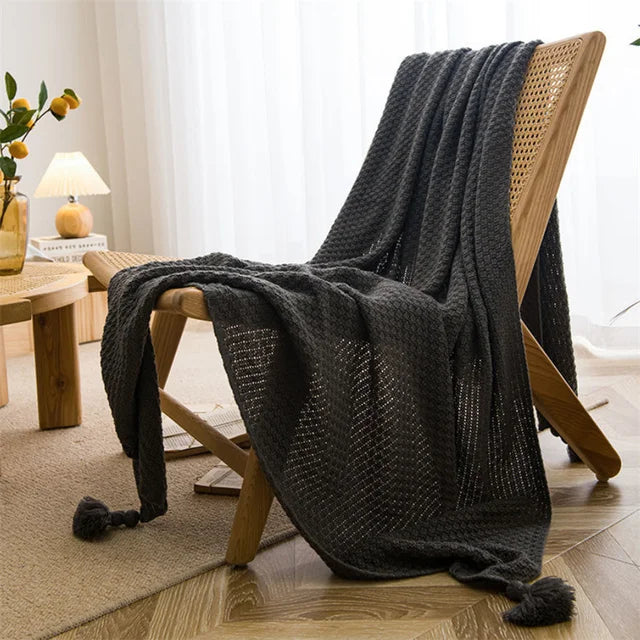 Soft Plush Throw Blanket with Fringe