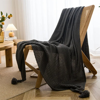 Soft Plush Throw Blanket with Fringe