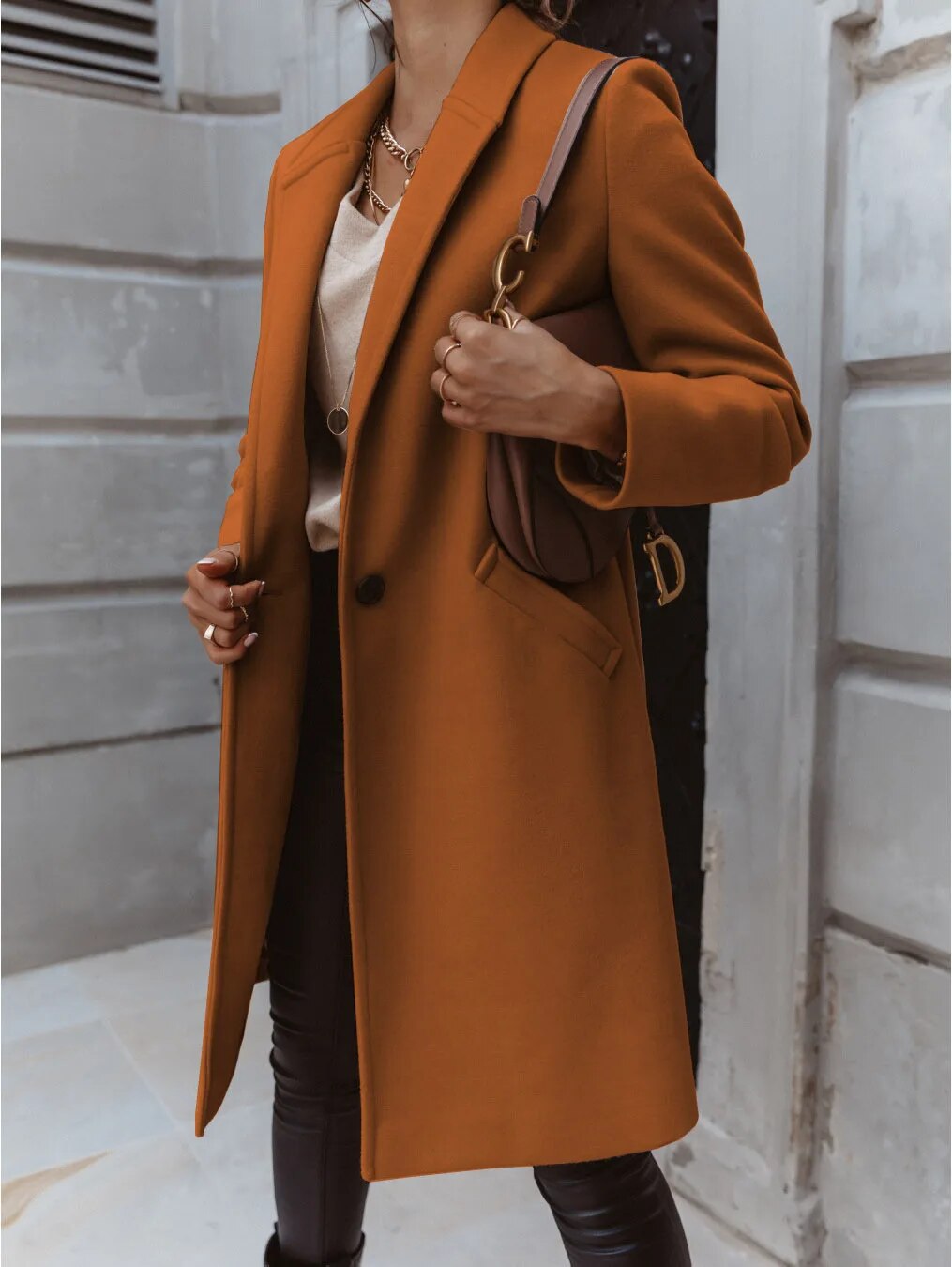 Ladies Classic Fit Wool Coat Button Front